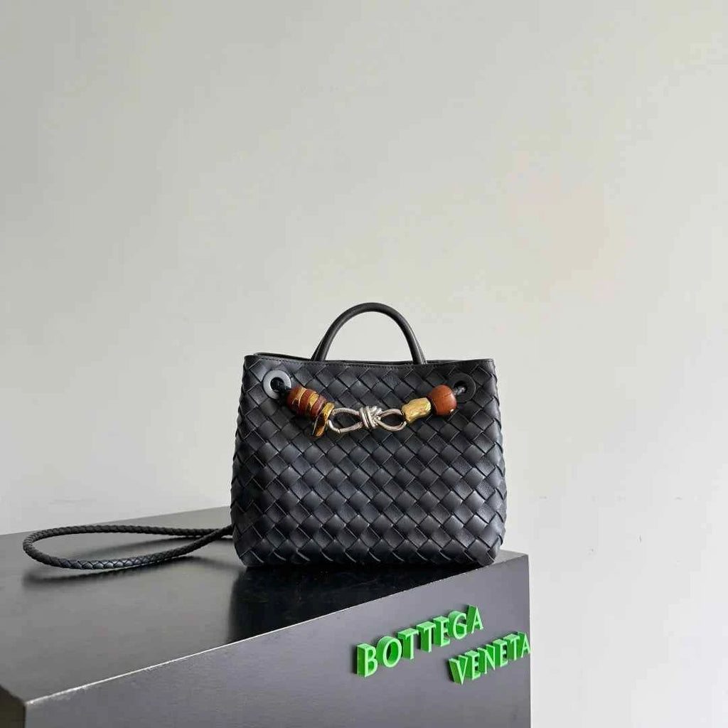 Bottega Veneta Small Andiamo Bag in 743568 Lambskin Navy silver