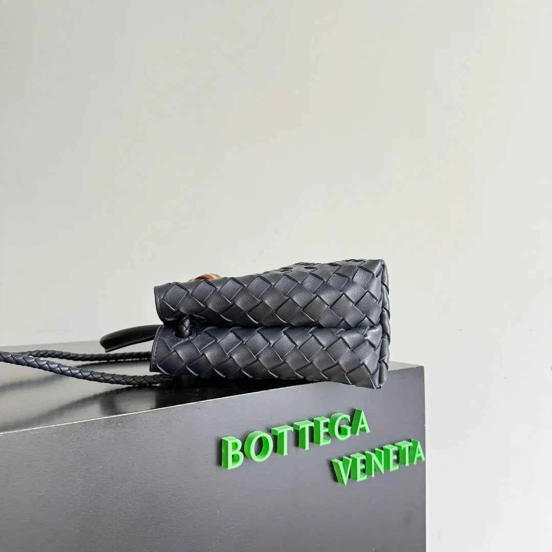 Bottega Veneta Small Andiamo Bag in 743568 Lambskin Navy silver