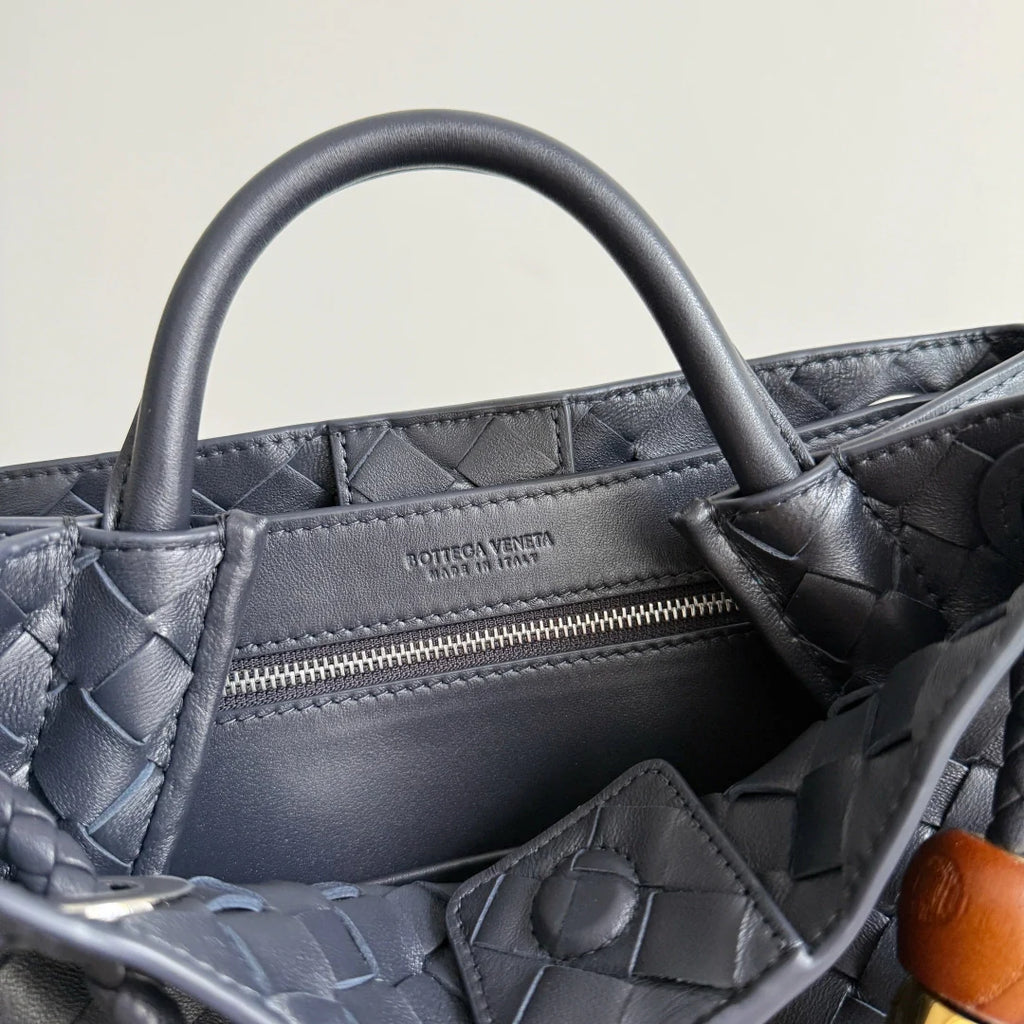 Bottega Veneta Small Andiamo Bag in 743568 Lambskin Navy silver