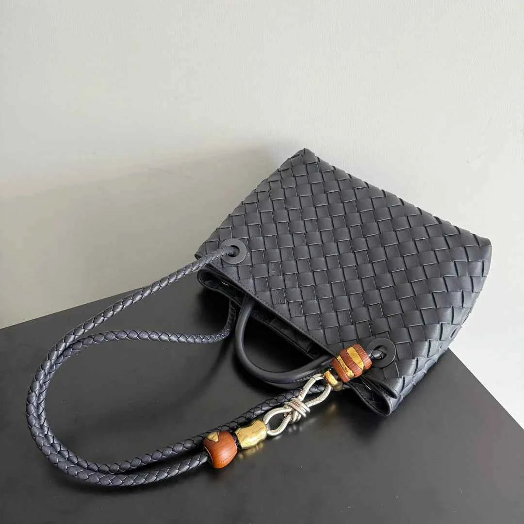 Bottega Veneta Small Andiamo Bag in 743568 Lambskin Navy silver