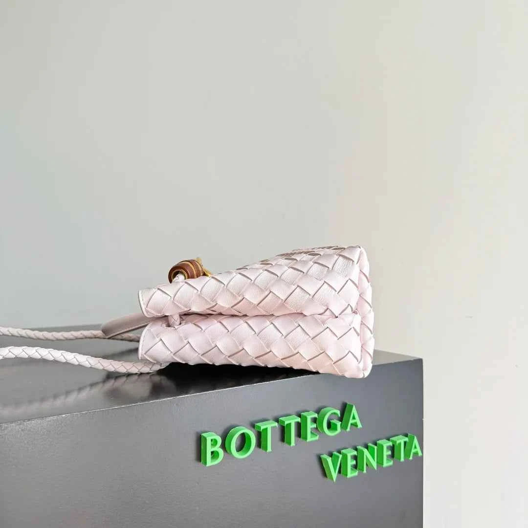 Bottega Veneta Small Andiamo Bag in 743568 Light Pink Lambskin
