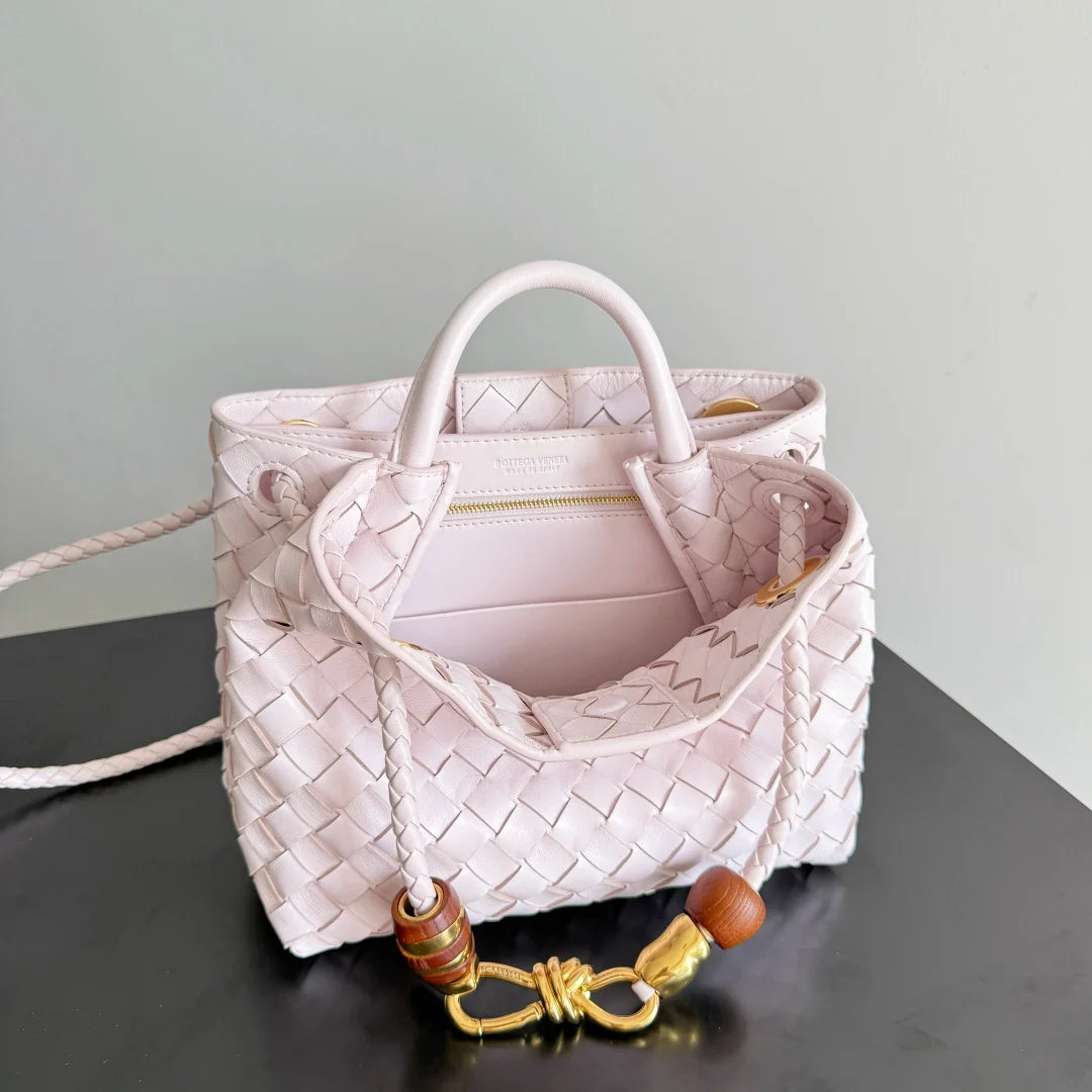Bottega Veneta Small Andiamo Bag in 743568 Light Pink Lambskin