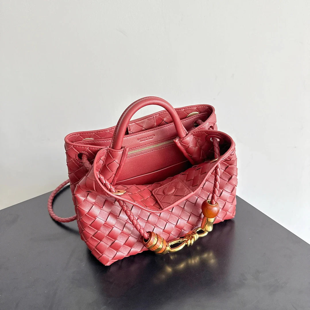Bottega Veneta Small Andiamo Bag in 743568 Lambskin Wine Red