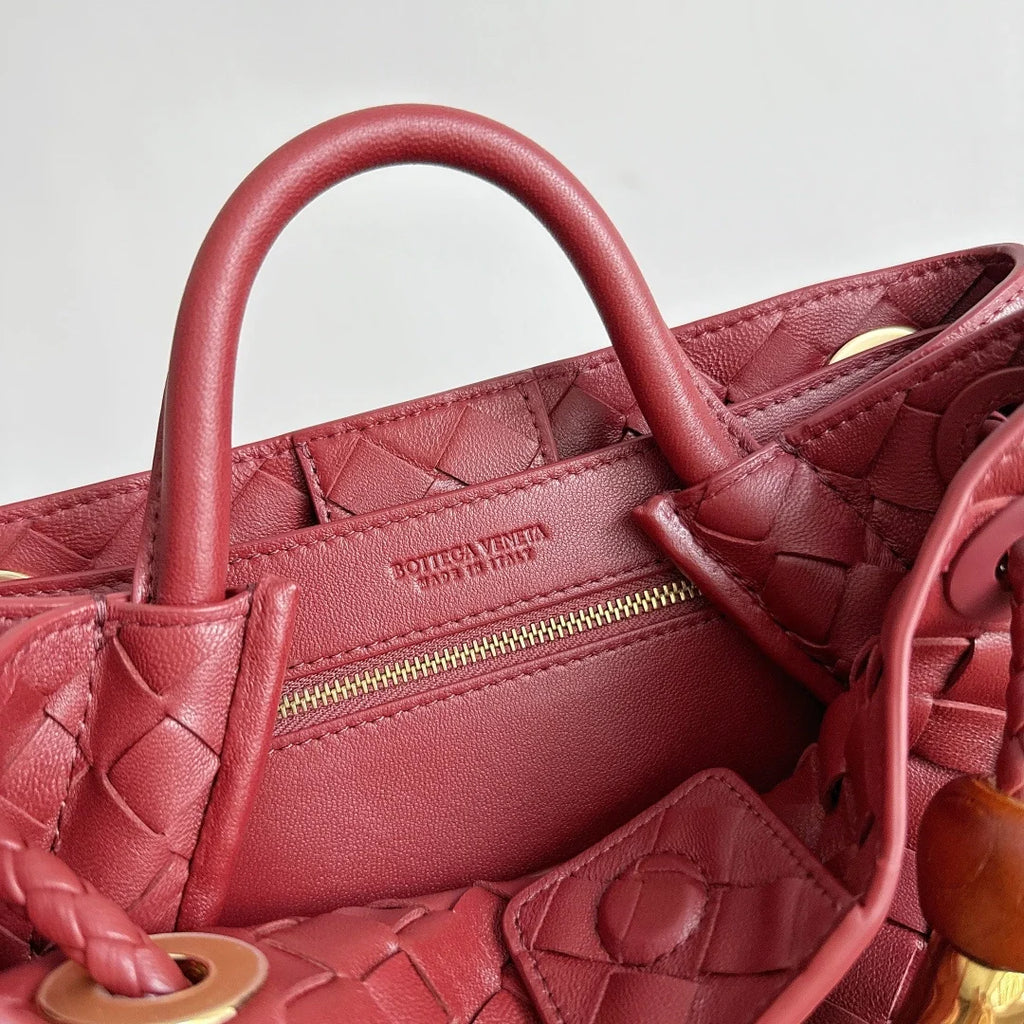 Bottega Veneta Small Andiamo Bag in 743568 Lambskin Wine Red