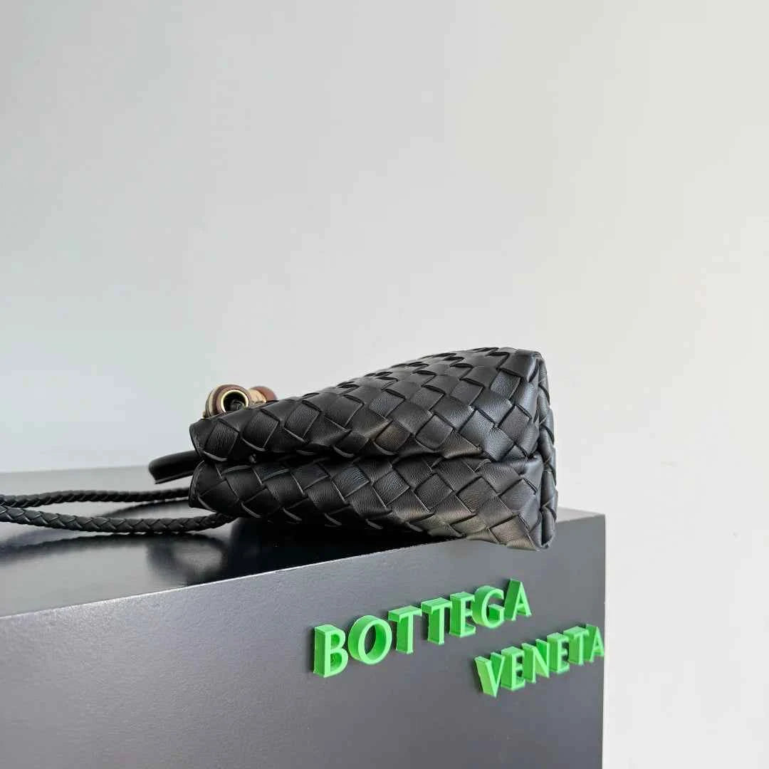 Bottega Veneta Small Andiamo Bag in 743568 Lambskin Black Gold