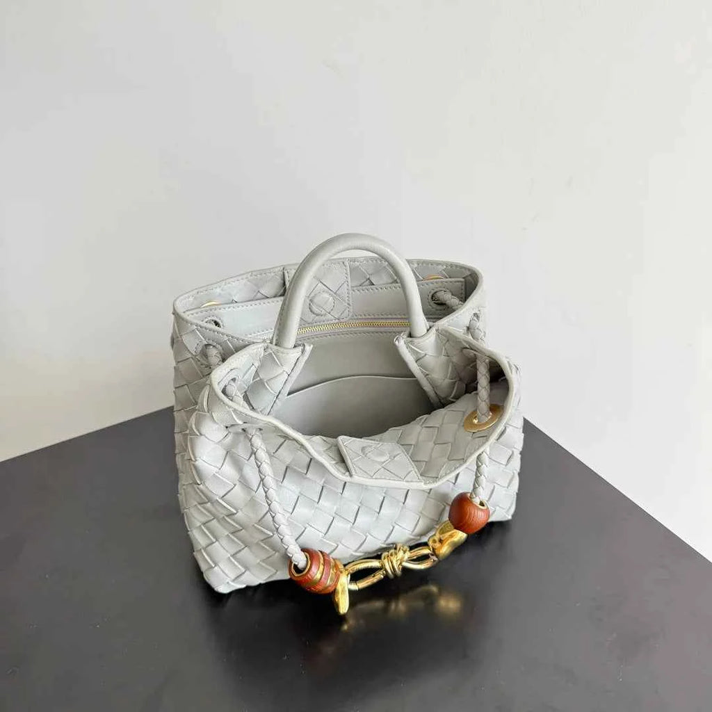 Bottega Veneta Small Andiamo Bag in 743568 light gray Lambskin