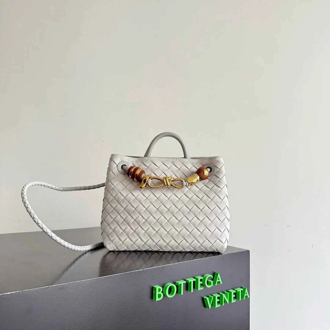 Bottega Veneta Small Andiamo Bag in 743568 Suede light gray