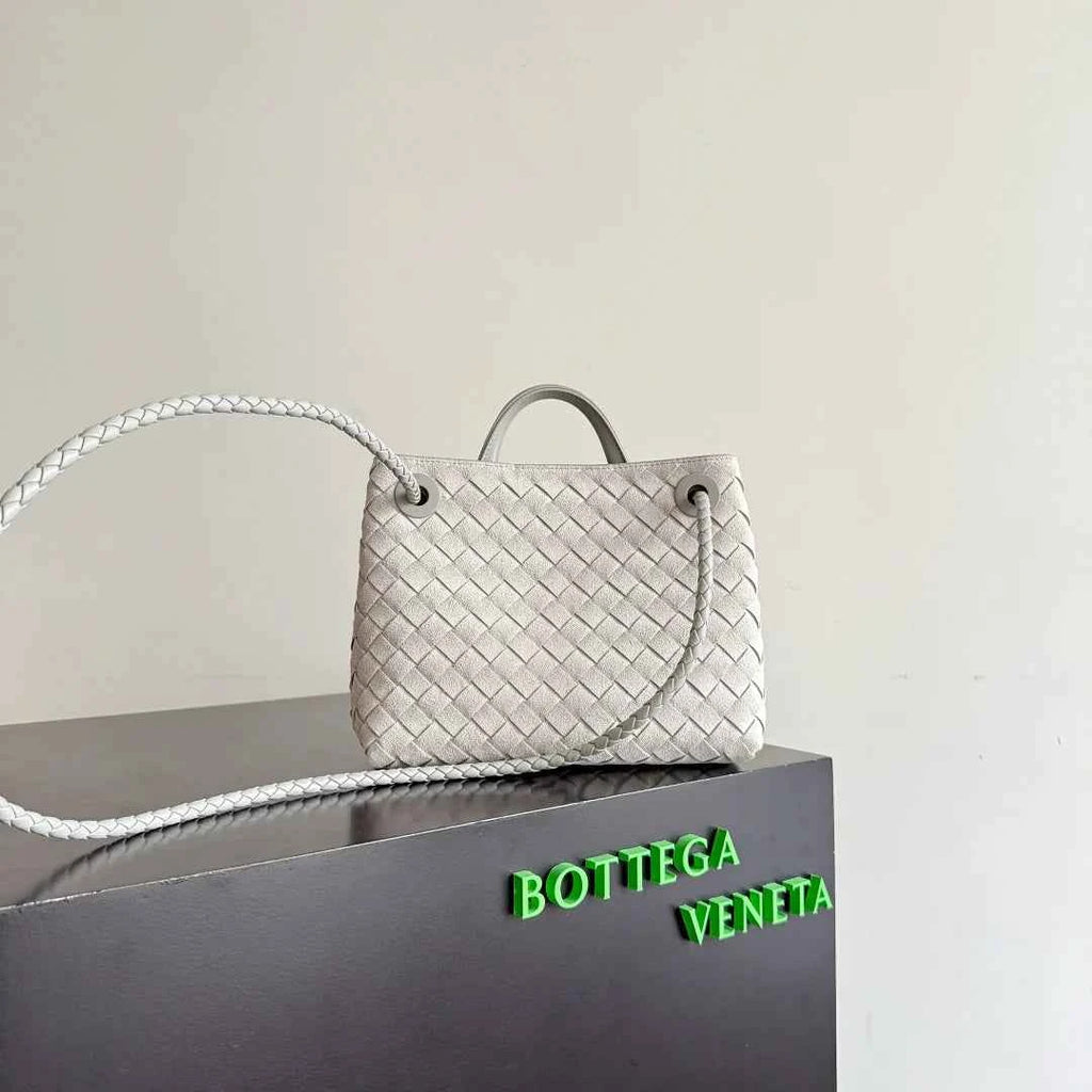 Bottega Veneta Small Andiamo Bag in 743568 Suede light gray
