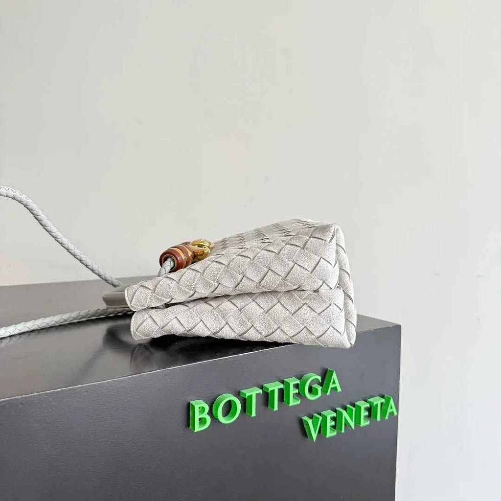 Bottega Veneta Small Andiamo Bag in 743568 Suede light gray