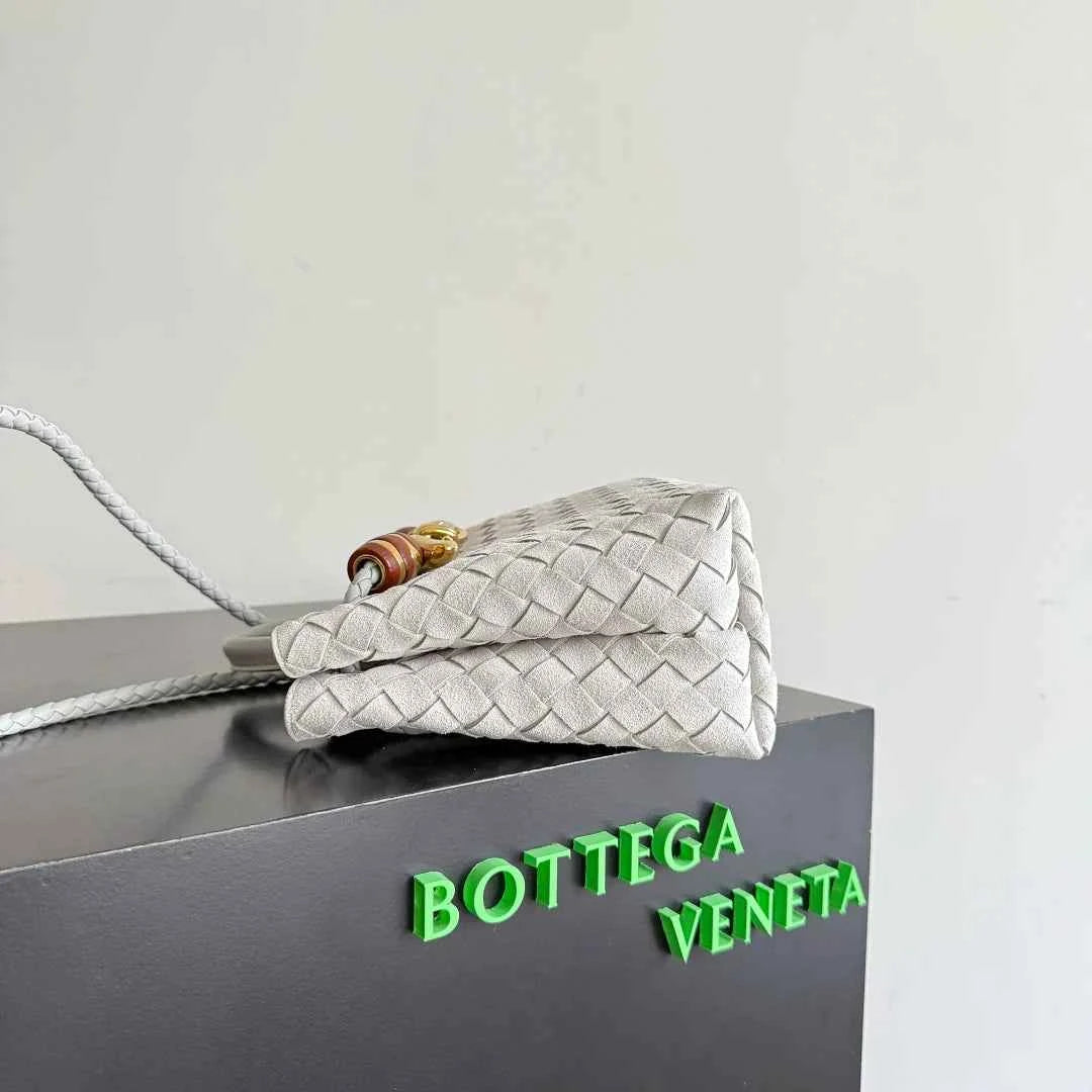 Bottega Veneta Small Andiamo Bag in 743568 Suede light gray