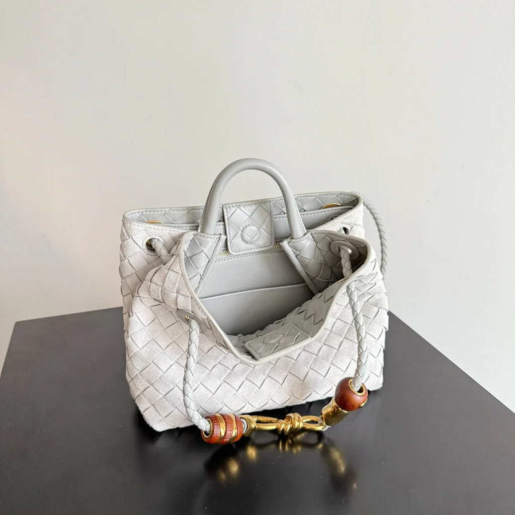 Bottega Veneta Small Andiamo Bag in 743568 Suede light gray