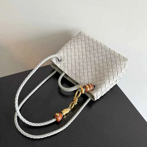 Bottega Veneta Small Andiamo Bag in 743568 Suede light gray