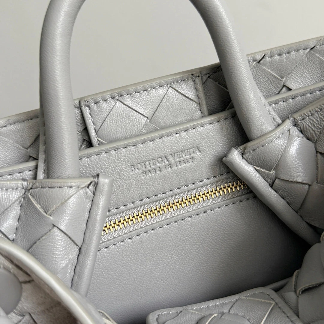 Bottega Veneta Small Andiamo Bag in 743568 Suede light gray