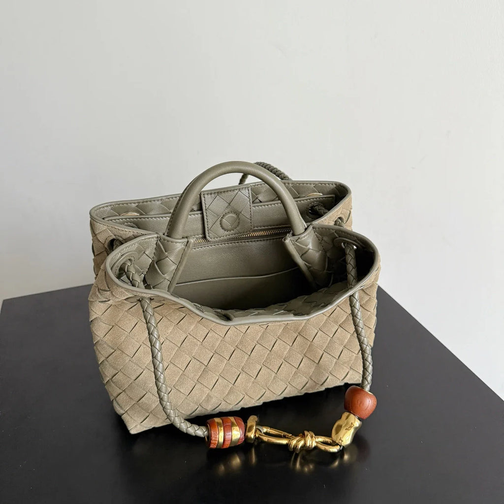 Bottega Veneta Small Andiamo Bag in 743568 Suede gray