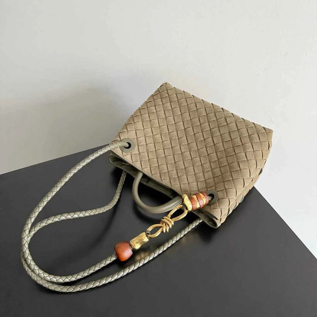 Bottega Veneta Small Andiamo Bag in 743568 Suede gray