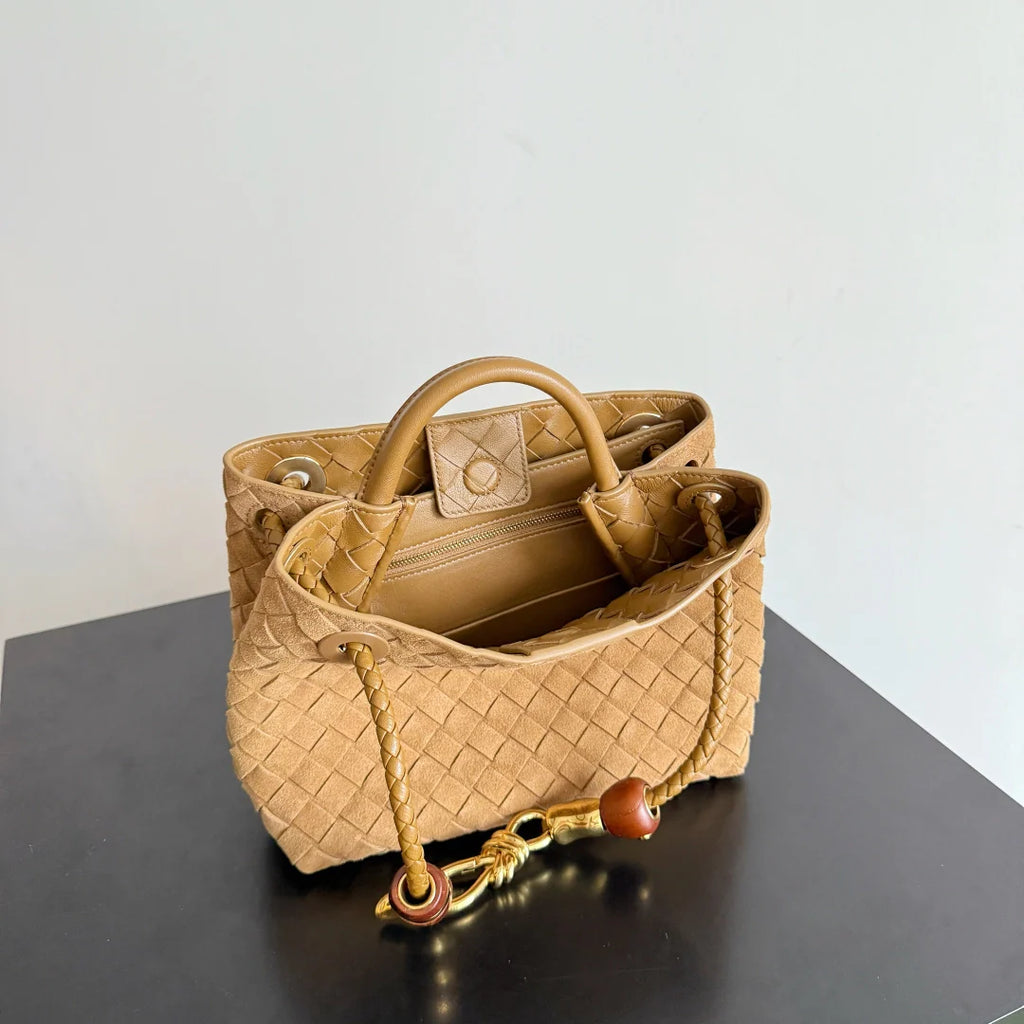 Bottega Veneta Small Andiamo Bag in 743568 Suede apricot