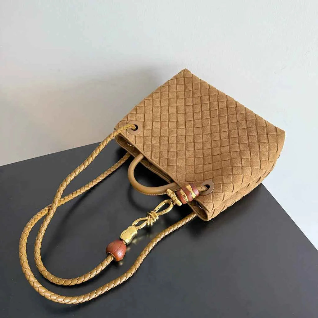 Bottega Veneta Small Andiamo Bag in 743568 Suede apricot