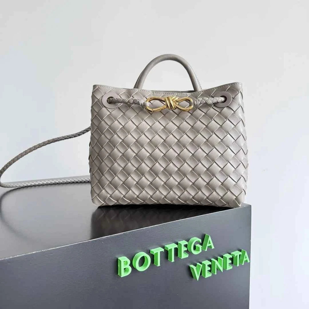 Bottega Veneta Small Andiamo Bag 743568 Suede Light Gray