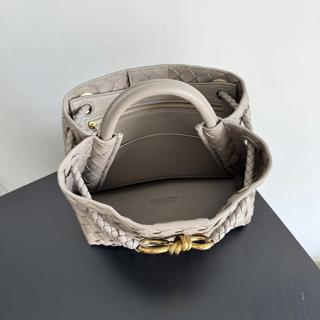 Bottega Veneta Small Andiamo Bag 743568 Suede Light Gray