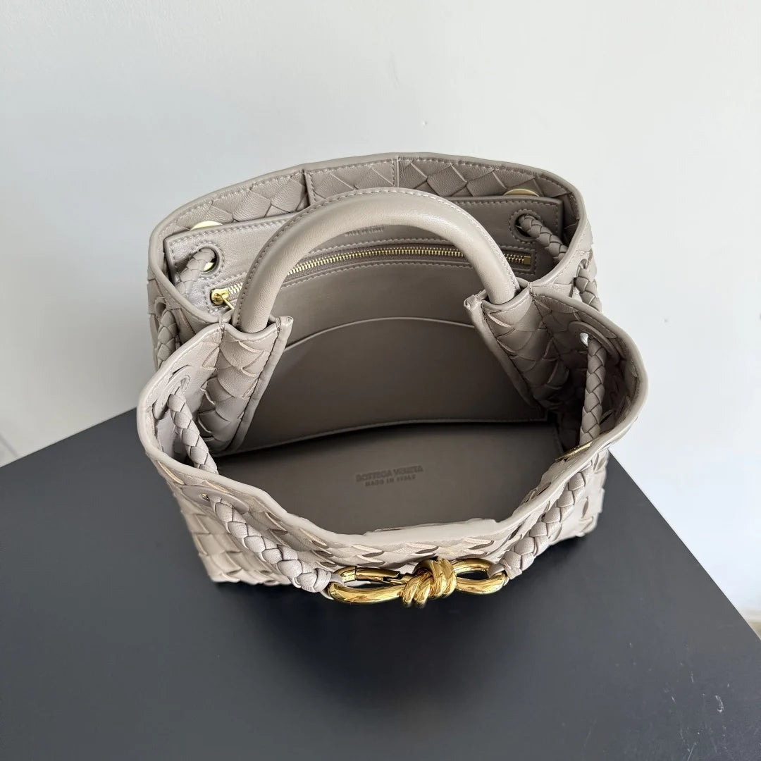 Bottega Veneta Small Andiamo Bag 743568 Suede Light Gray