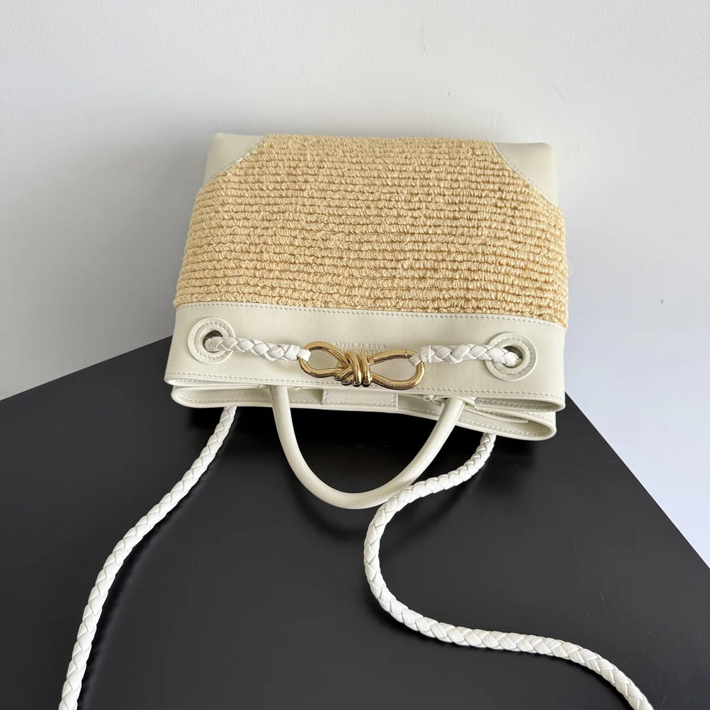 Bottega Veneta Small Andiamo Bag 743568 Raffia Beige
