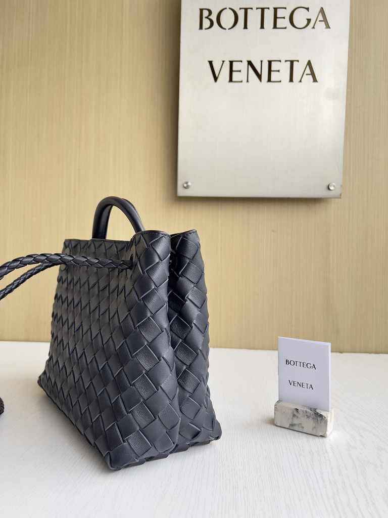 Bottega Veneta Small Andiamo Bag 743568 Lambskin Navy Blue Silver