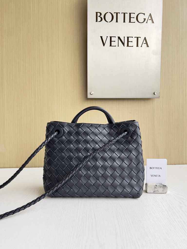 Bottega Veneta Small Andiamo Bag 743568 Lambskin Navy Blue Silver