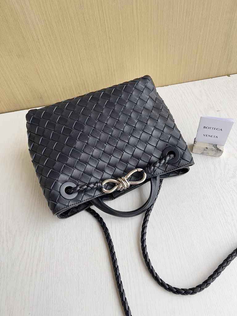 Bottega Veneta Small Andiamo Bag 743568 Lambskin Navy Blue Silver