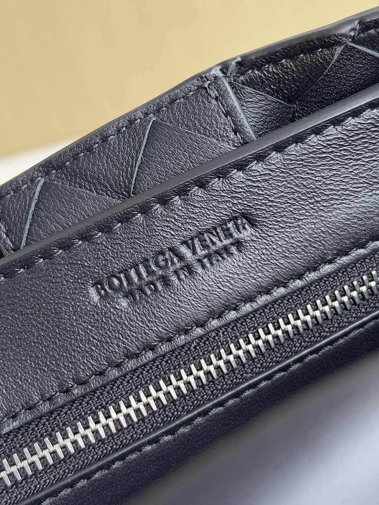 Bottega Veneta Small Andiamo Bag 743568 Lambskin Navy Blue Silver