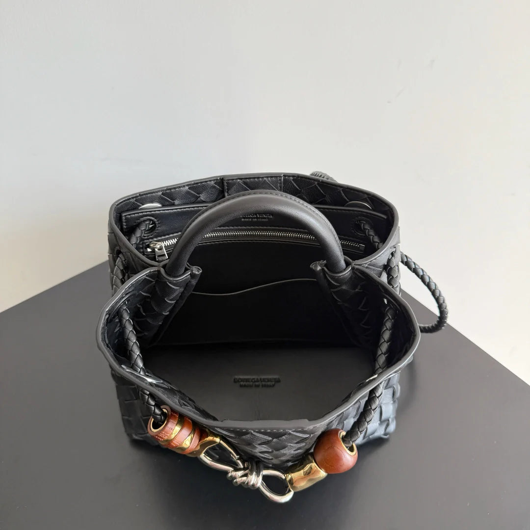Bottega Veneta Small Andiamo Bag in 743568 Lambskin Black Silver