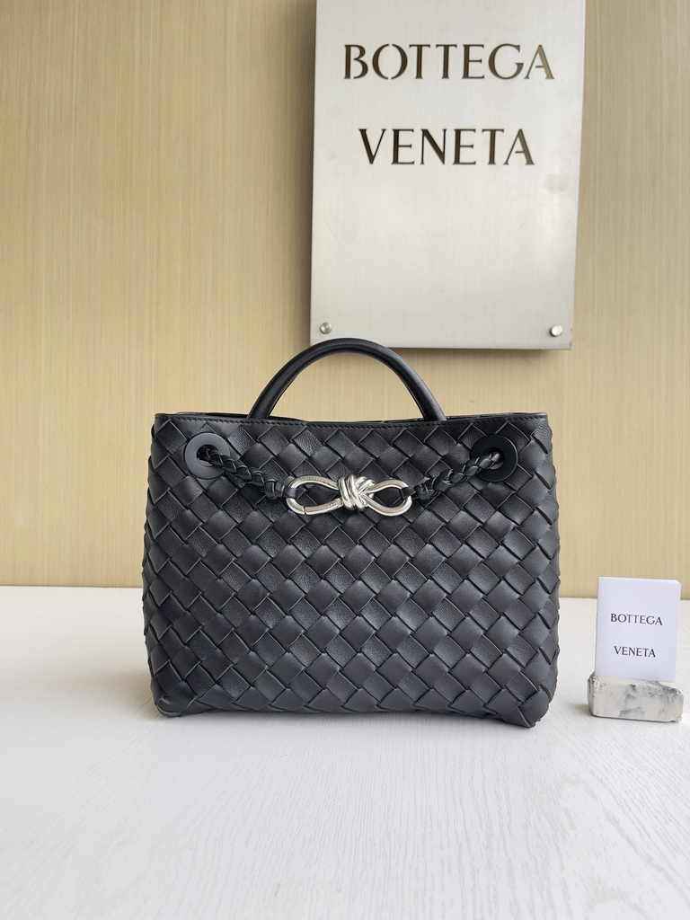 Bottega Veneta Small Andiamo Bag 743568 Lambskin Black Silver