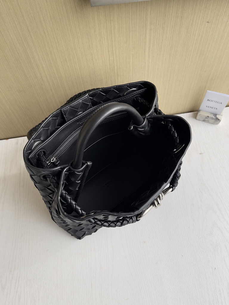 Bottega Veneta Small Andiamo Bag 743568 Lambskin Black Silver