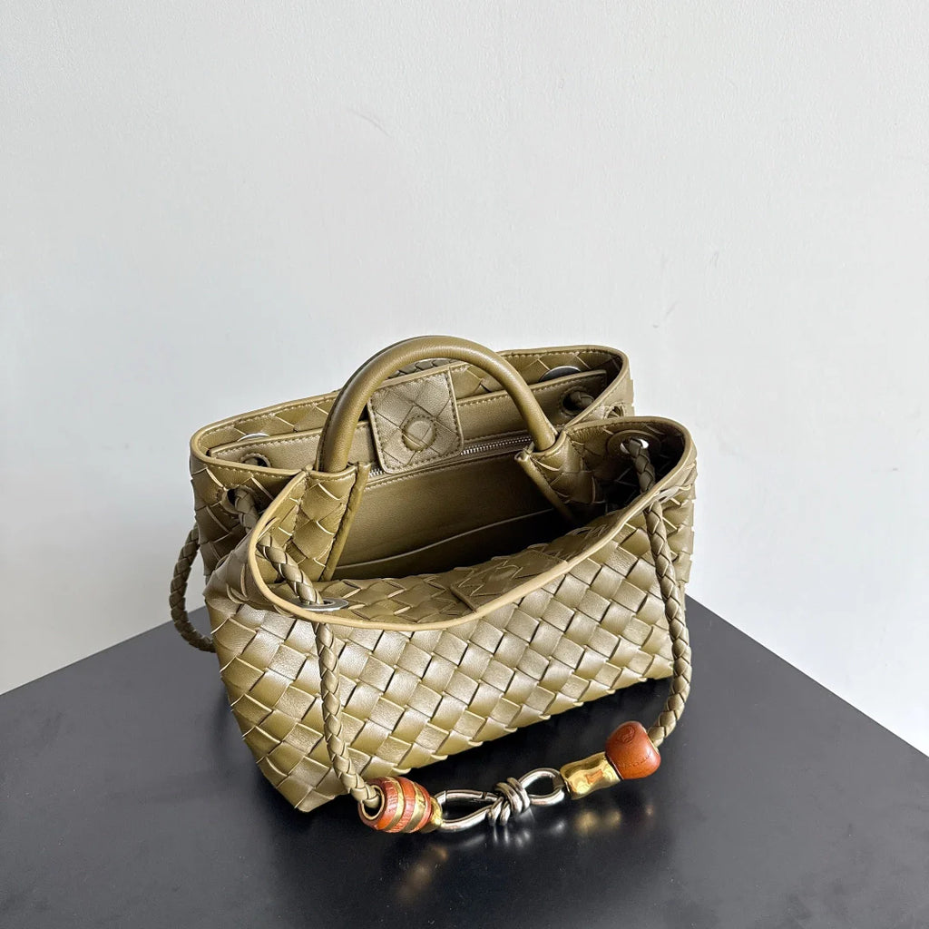 Bottega Veneta Small Andiamo Bag in 743568 Lambskin dark green