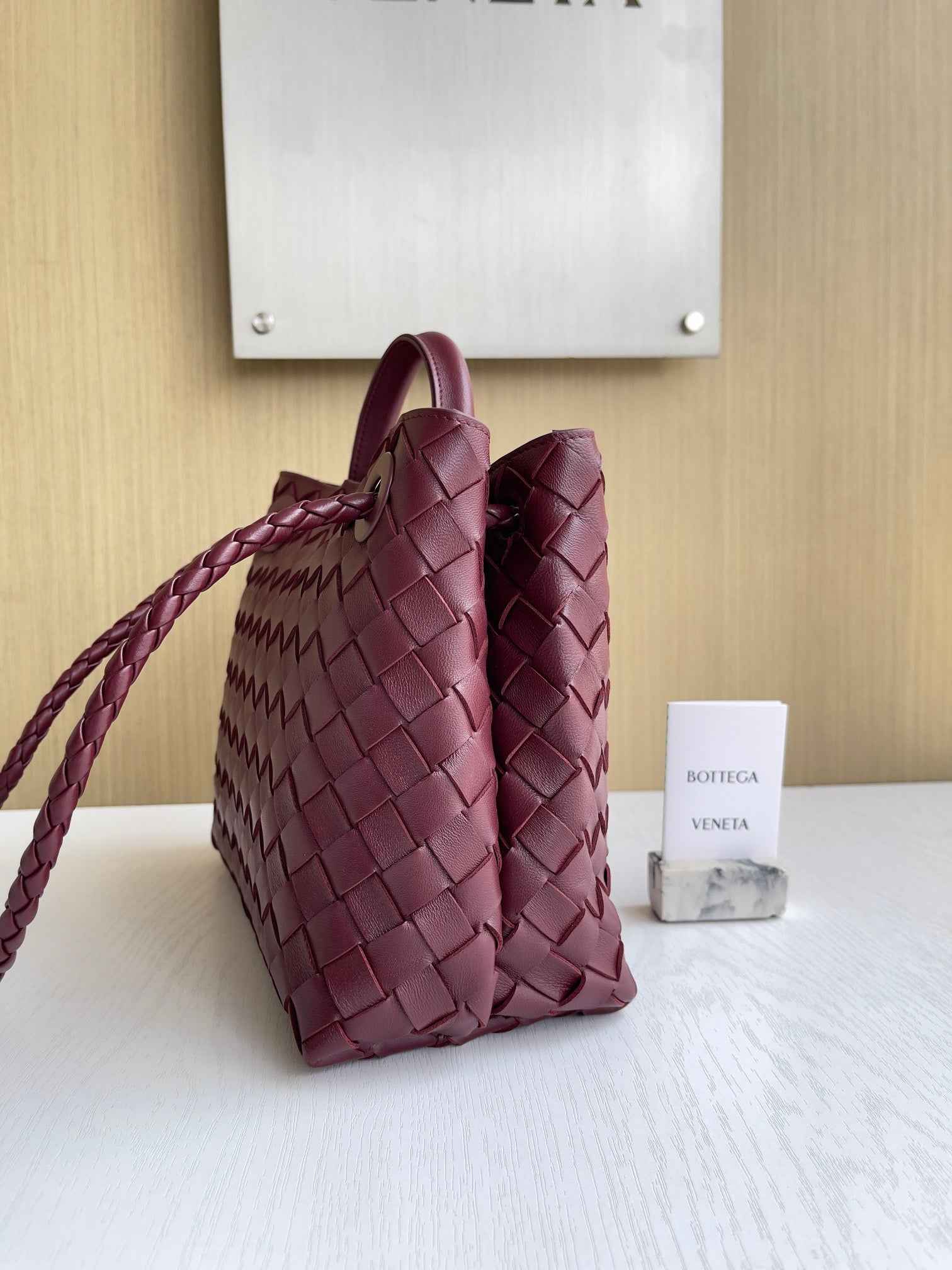 Bottega Veneta Small Andiamo Bag 743568 Lambskin Wine Red