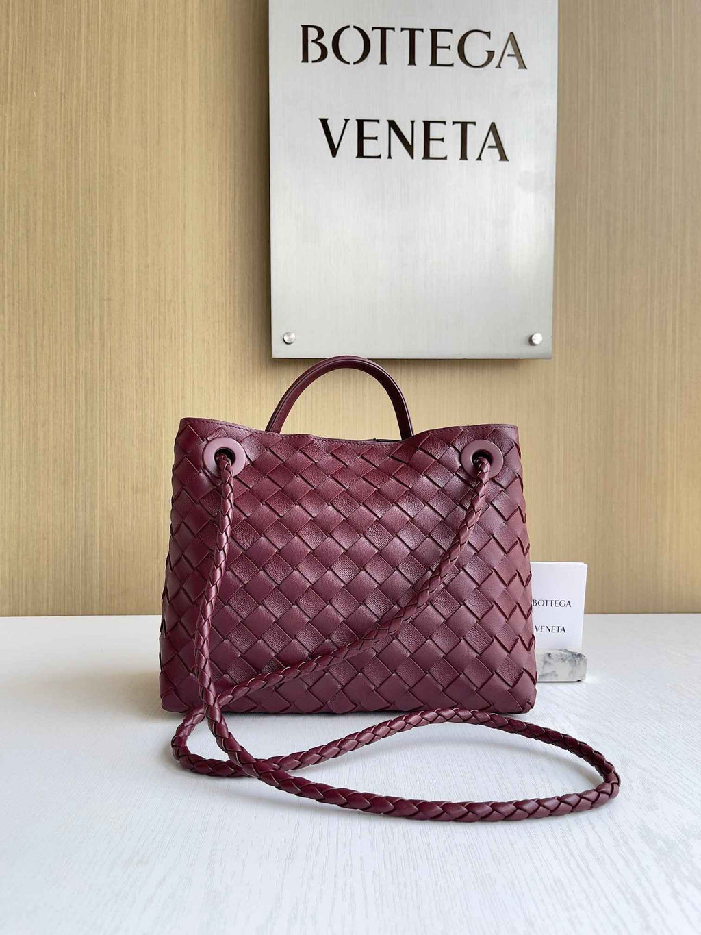 Bottega Veneta Small Andiamo Bag 743568 Lambskin Wine Red
