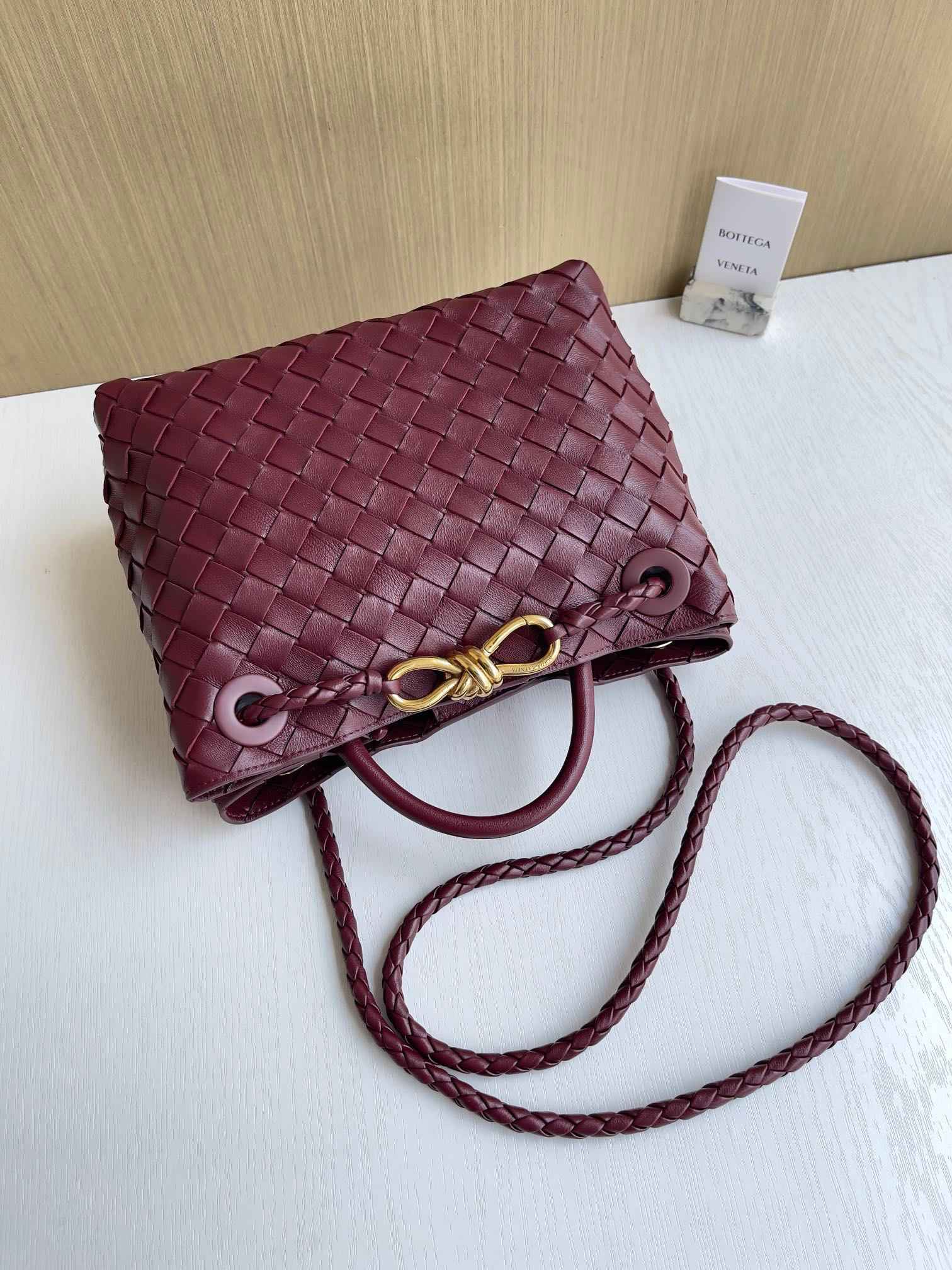 Bottega Veneta Small Andiamo Bag 743568 Lambskin Wine Red