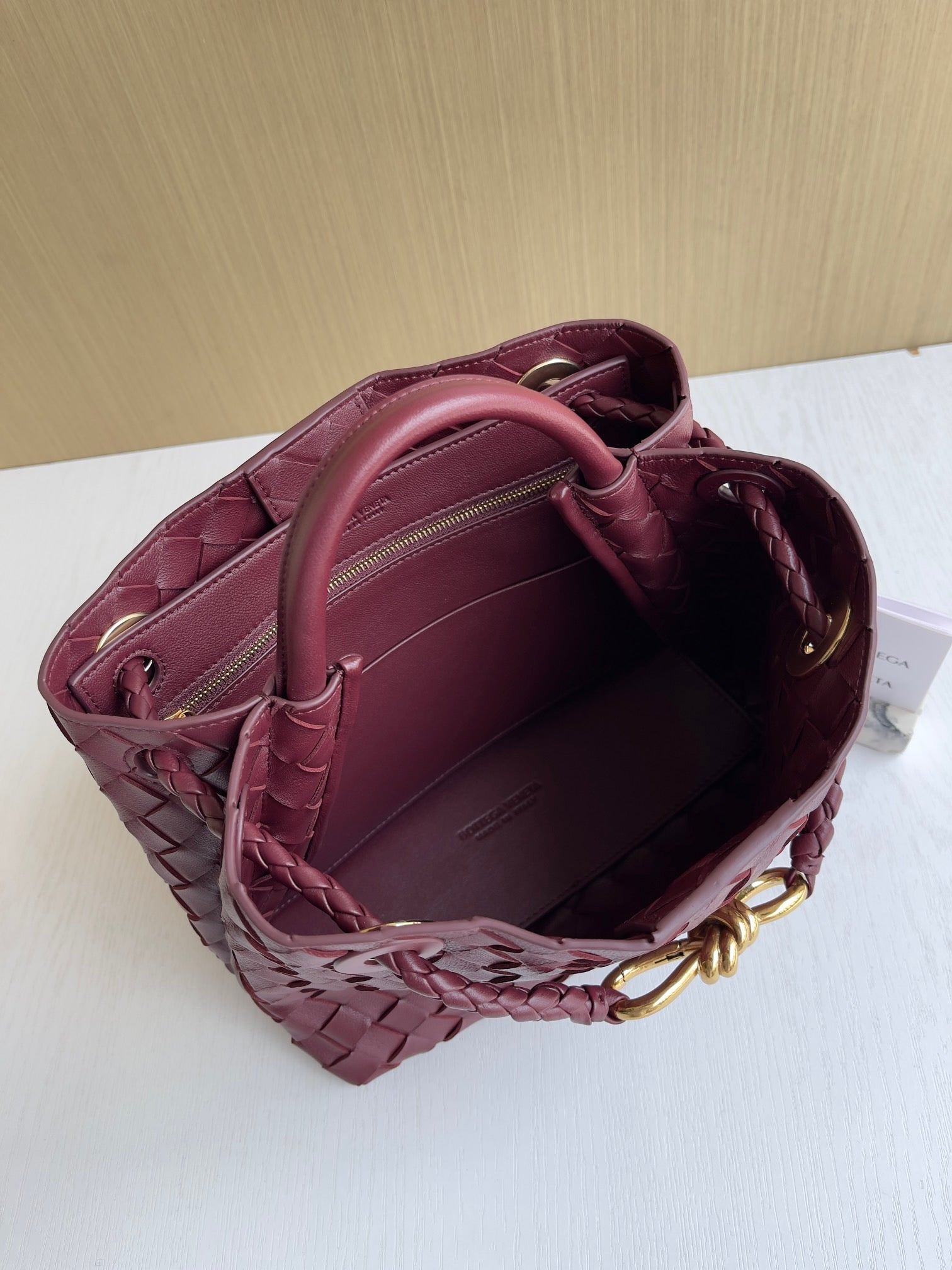 Bottega Veneta Small Andiamo Bag 743568 Lambskin Wine Red