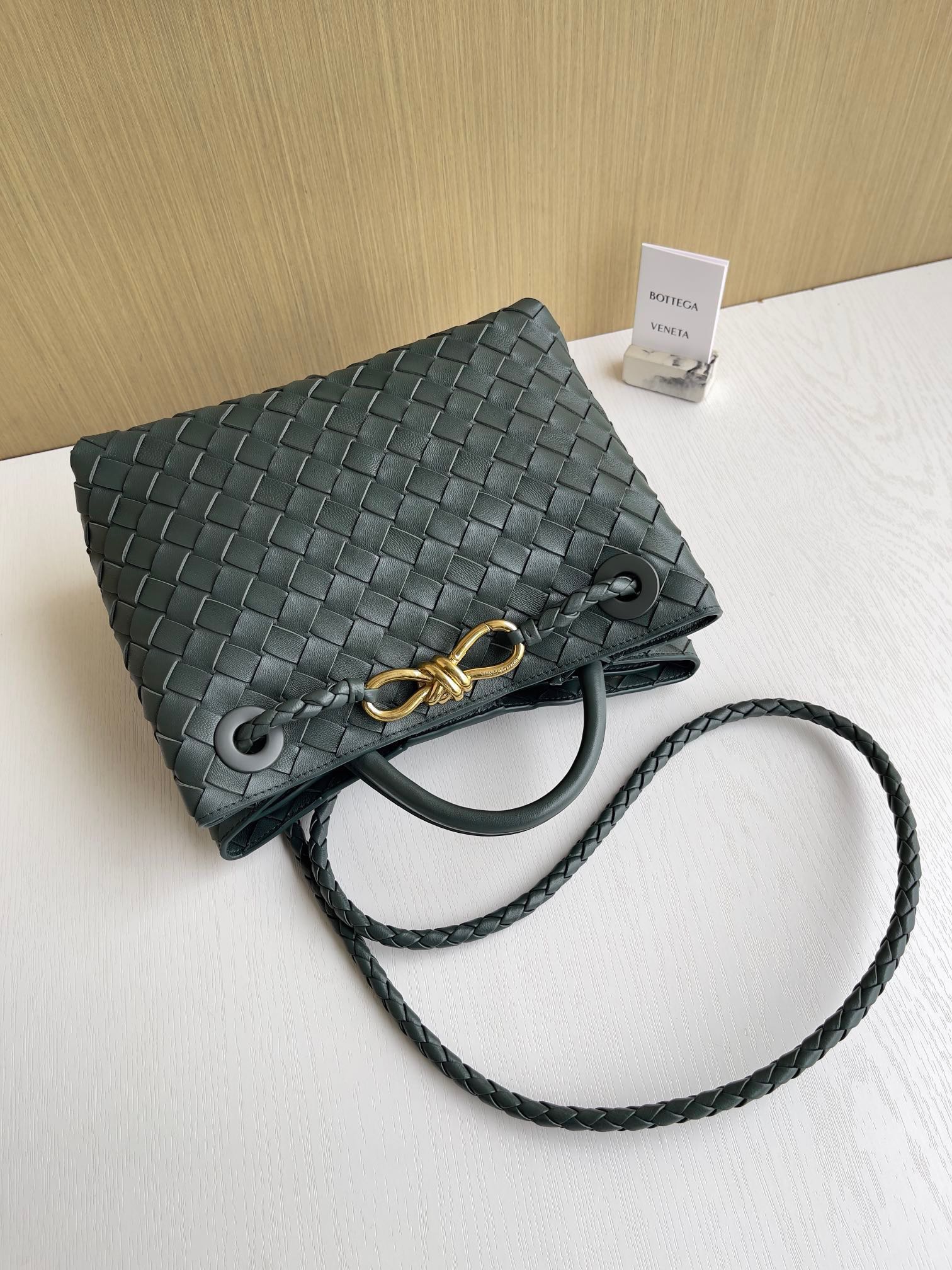 Bottega Veneta Small Andiamo Bag 743568 Lambskin Dark Green