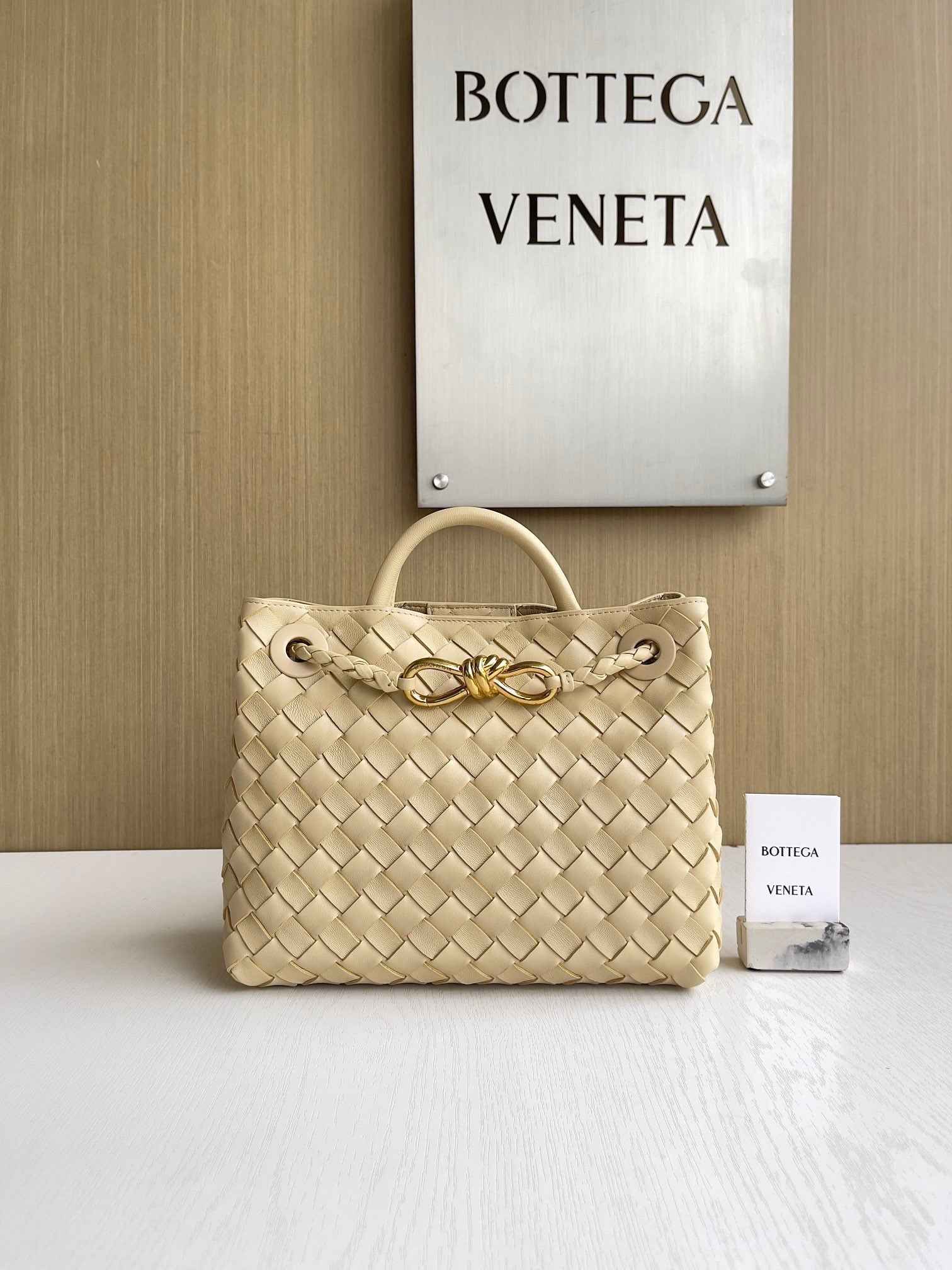Bottega Veneta Small Andiamo Bag 743568 Lambskin Dark Beige