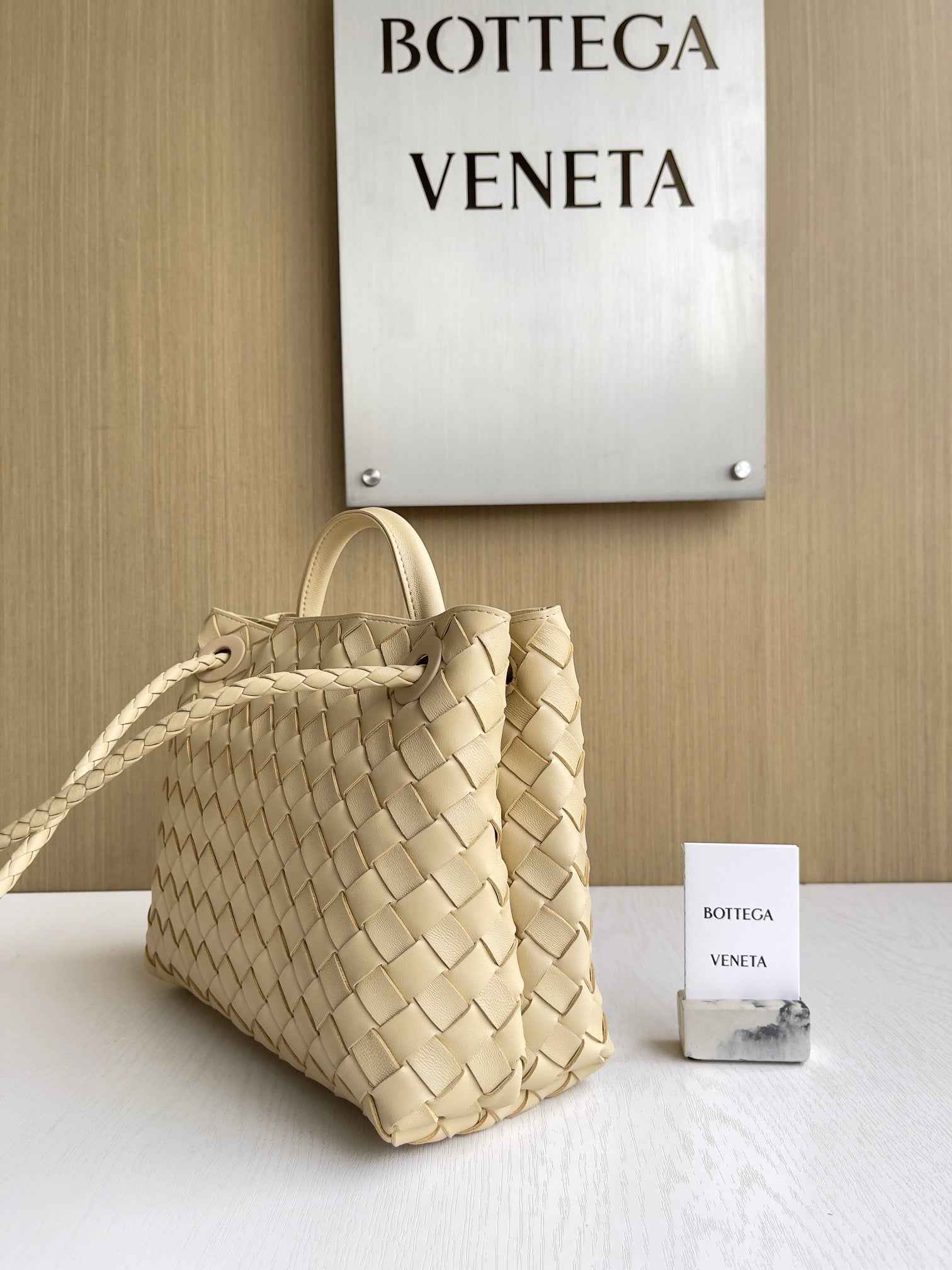 Bottega Veneta Small Andiamo Bag 743568 Lambskin Dark Beige