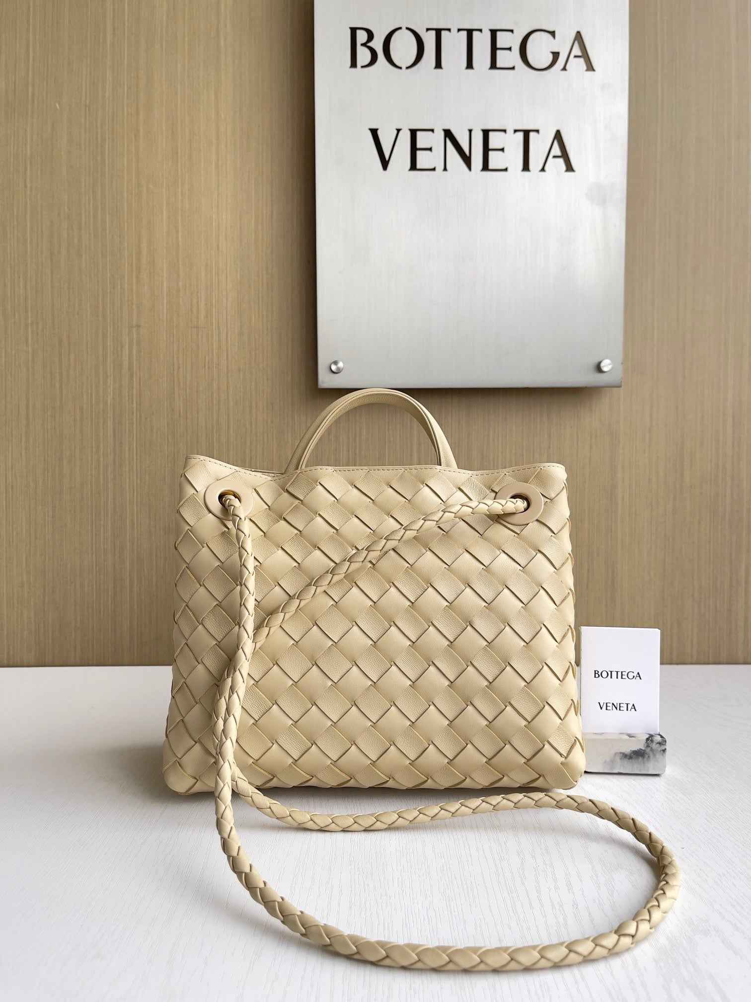 Bottega Veneta Small Andiamo Bag 743568 Lambskin Dark Beige