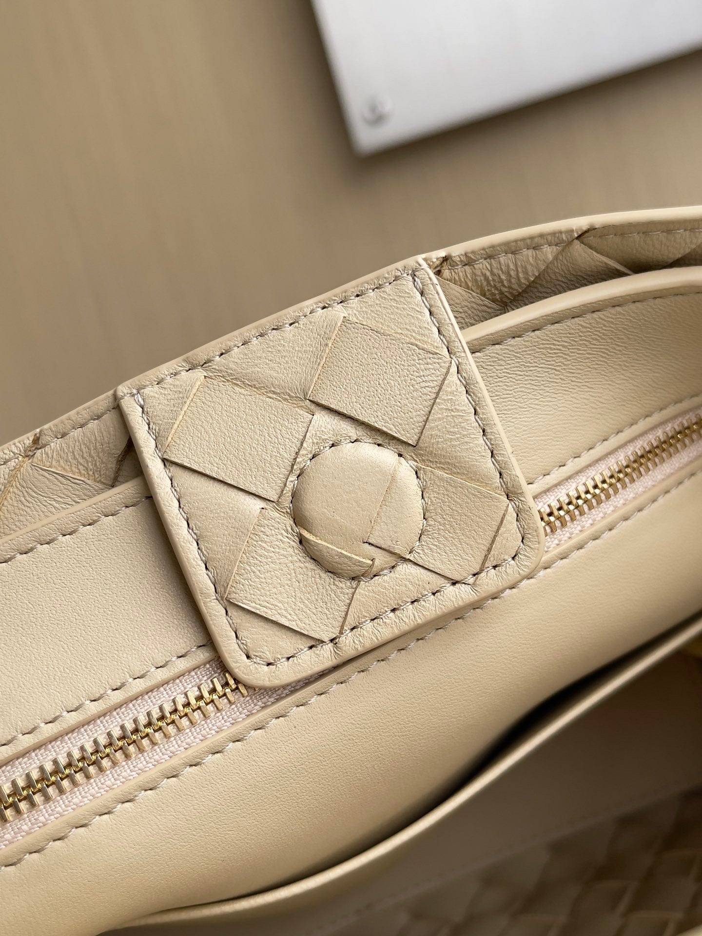 Bottega Veneta Small Andiamo Bag 743568 Lambskin Dark Beige