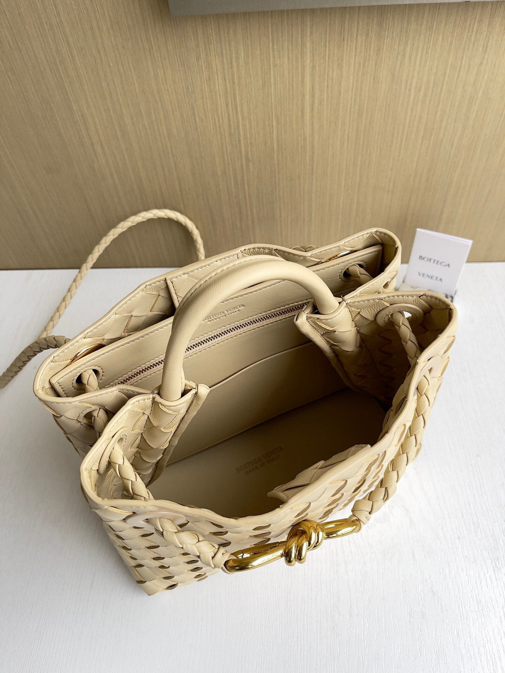 Bottega Veneta Small Andiamo Bag 743568 Lambskin Dark Beige