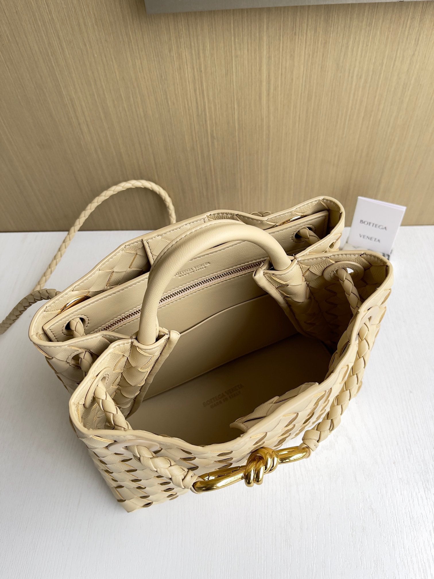 Bottega Veneta Small Andiamo Bag 743568 Lambskin Dark Beige
