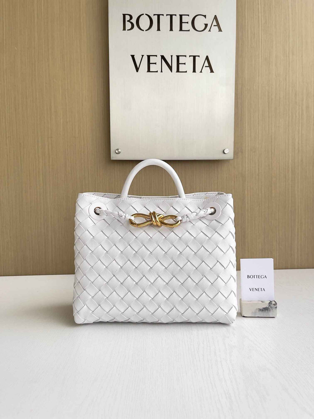 Bottega Veneta Small Andiamo Bag 743568 Lambskin White