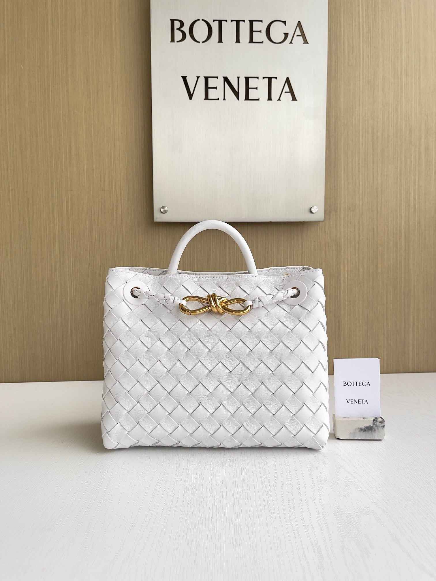 Bottega Veneta Small Andiamo Bag 743568 Lambskin White
