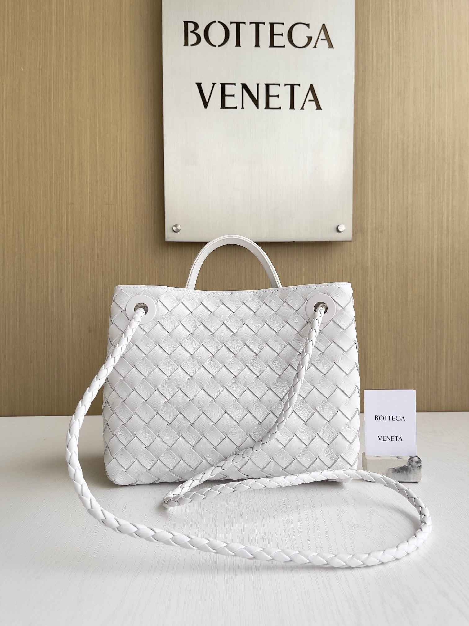 Bottega Veneta Small Andiamo Bag 743568 Lambskin White