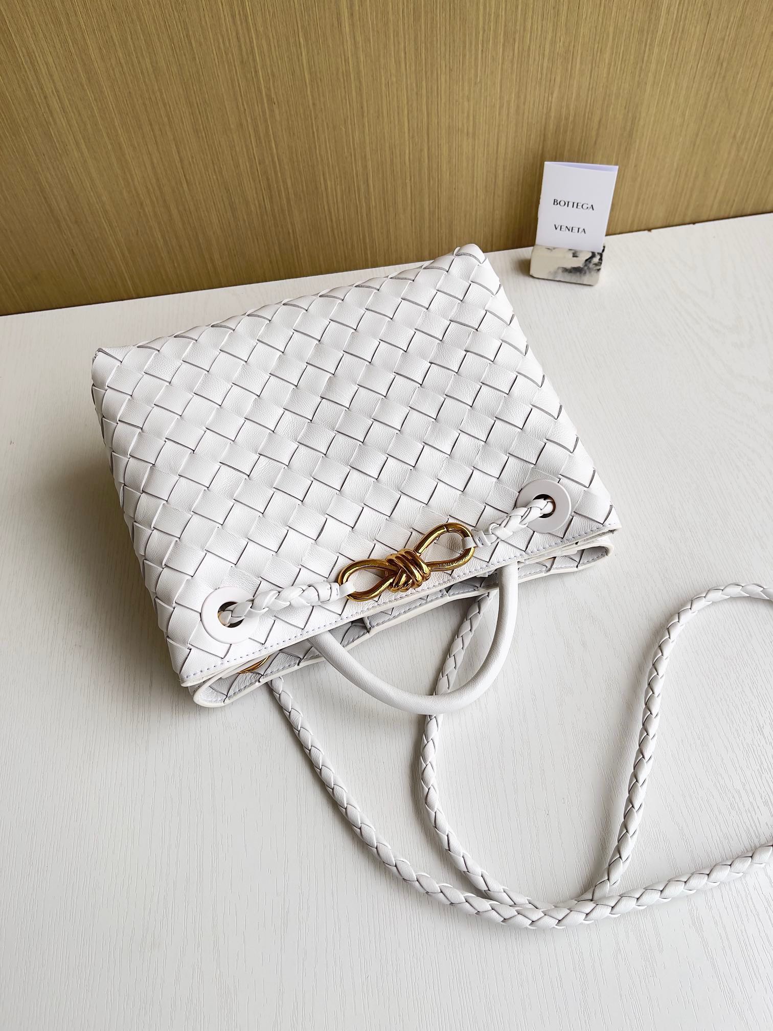 Bottega Veneta Small Andiamo Bag 743568 Lambskin White