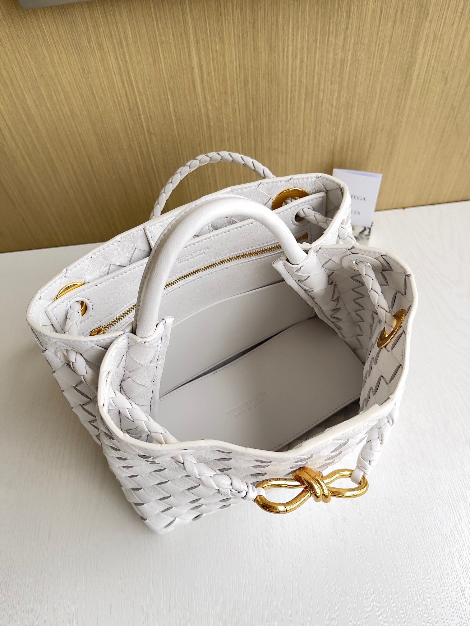 Bottega Veneta Small Andiamo Bag 743568 Lambskin White