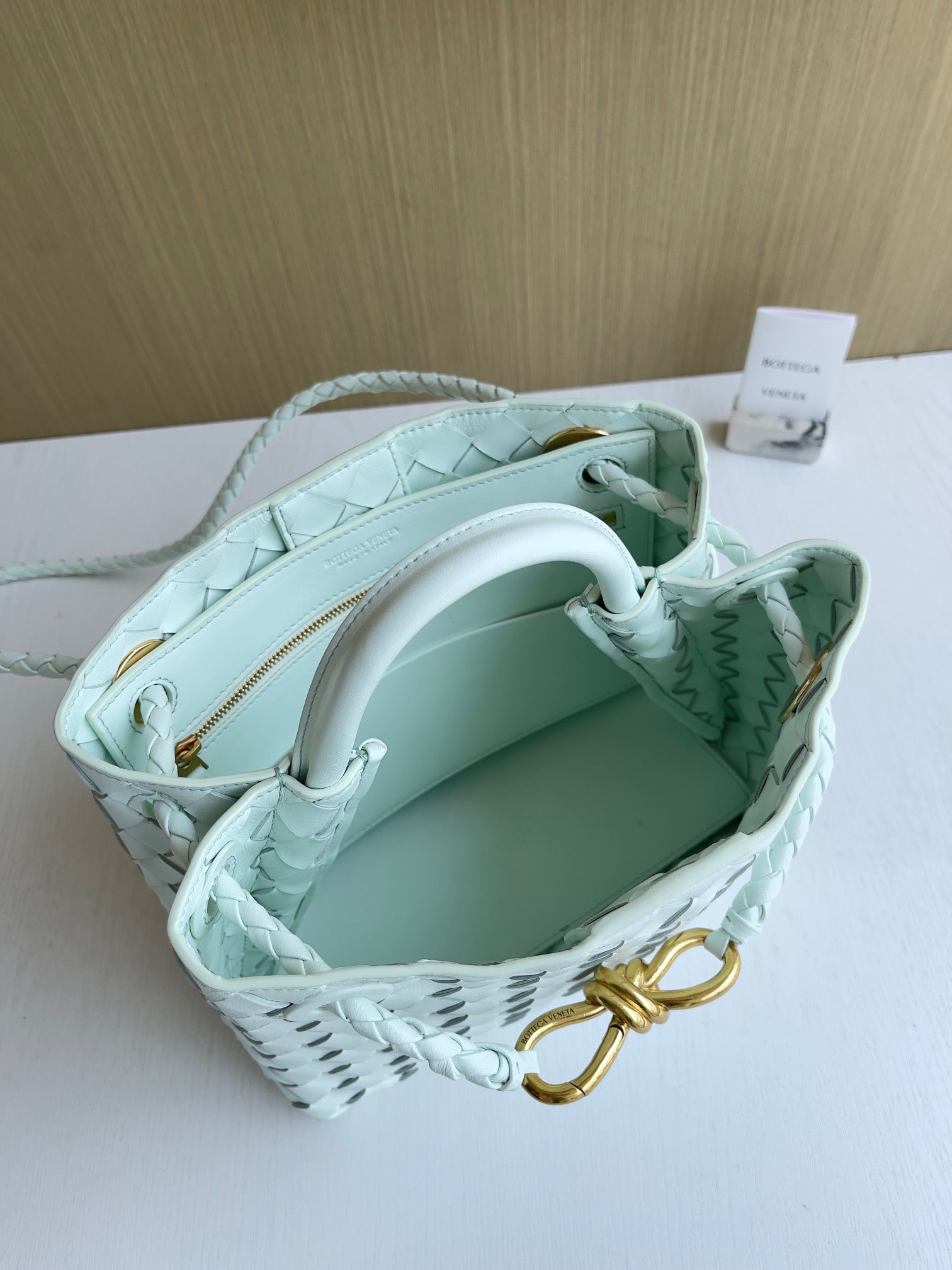 Bottega Veneta Small Andiamo Bag 743568 Lambskin Light Green